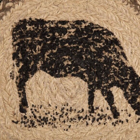 Sawyer Mill Charcoal Cow Jute Trivet 8" - Picture 3 of 4